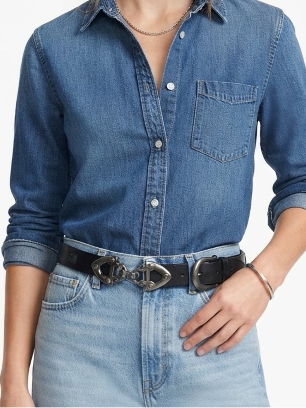 Women’s Leather Belt Eaton Branded Western Classic Baroque Metal Insert Black L